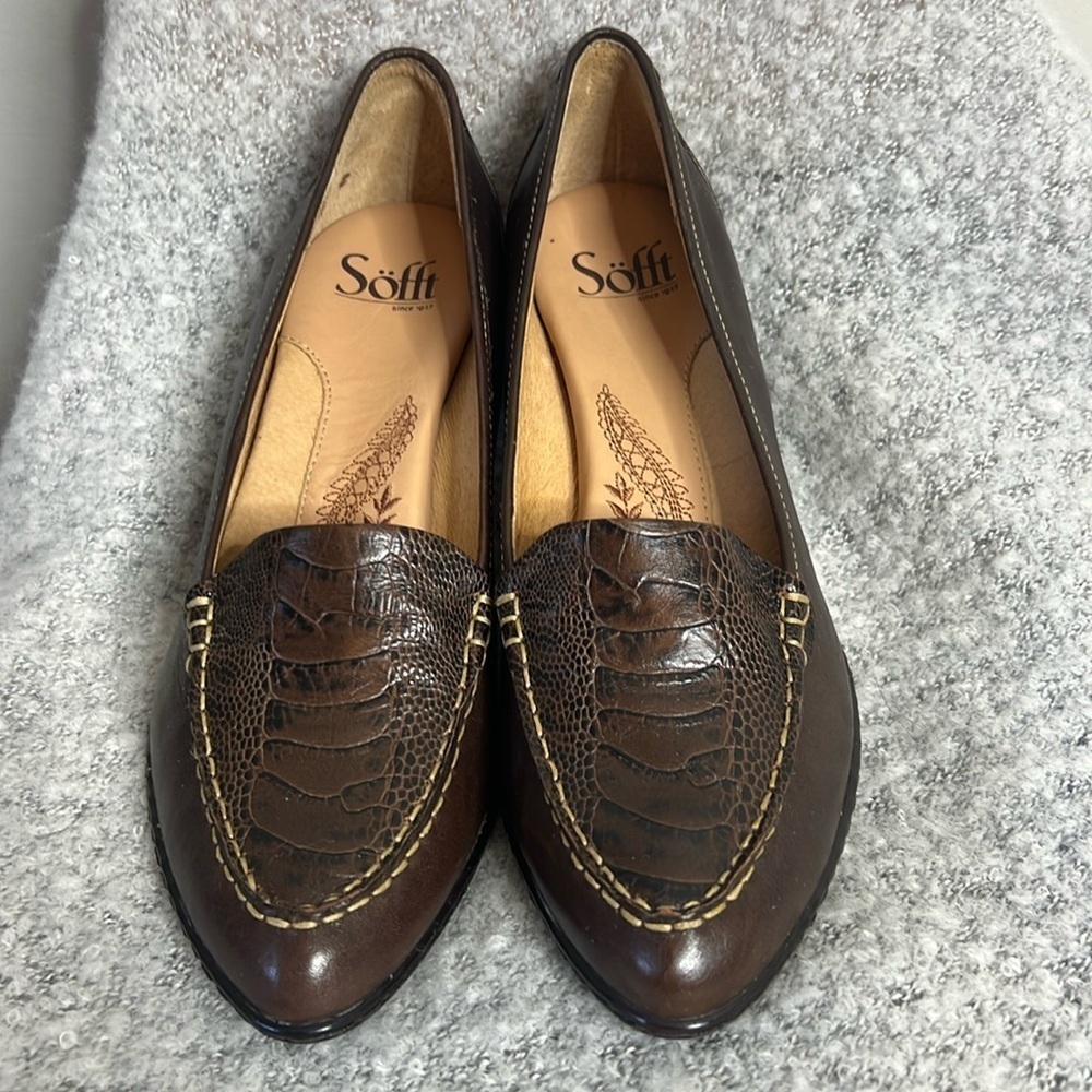 Sofft‎ Brown Crocodile pattern Leather upper pump… - image 4